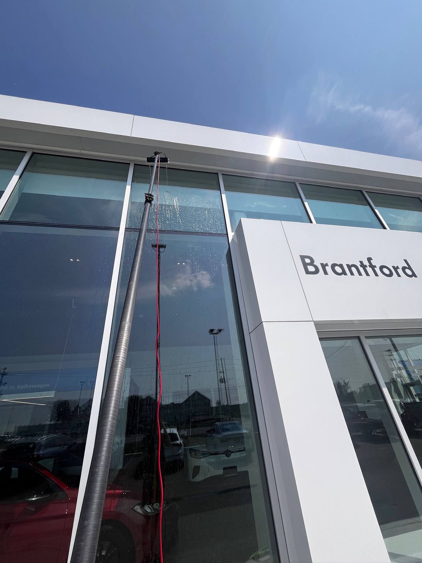 Showroom glass cleaned at a Brantford dealership