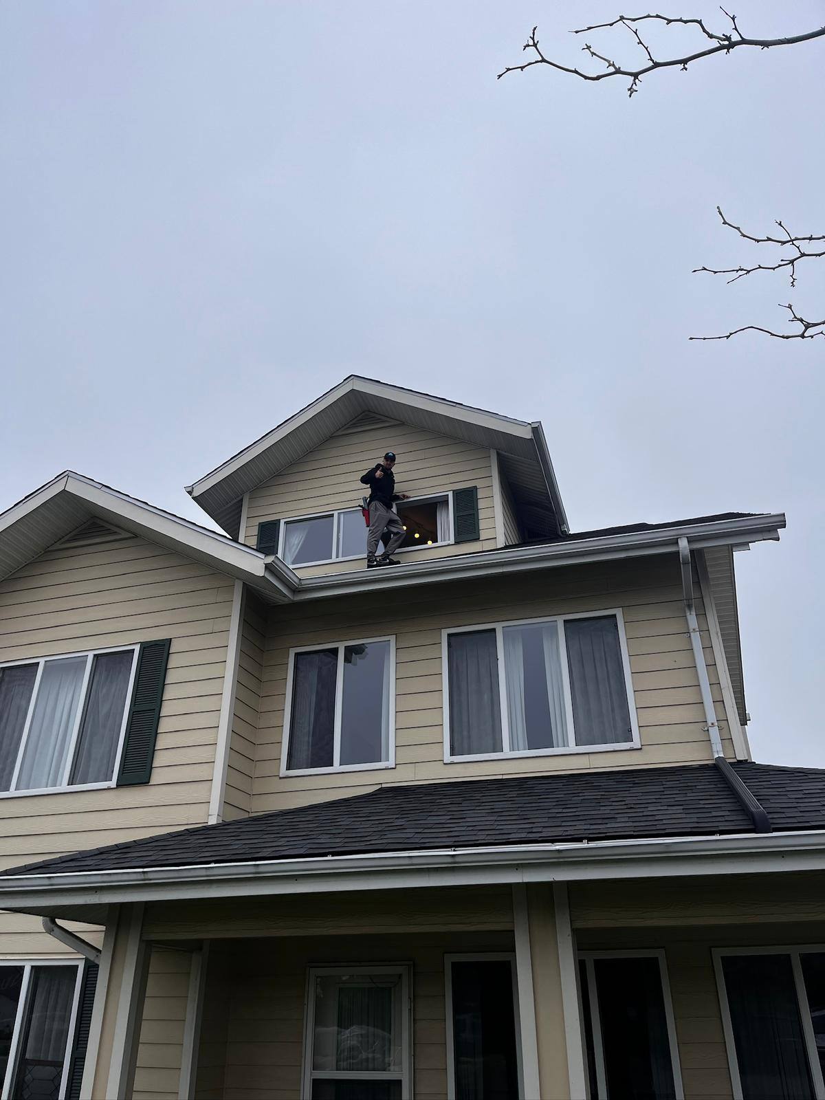 Working near the peak of a steep roof