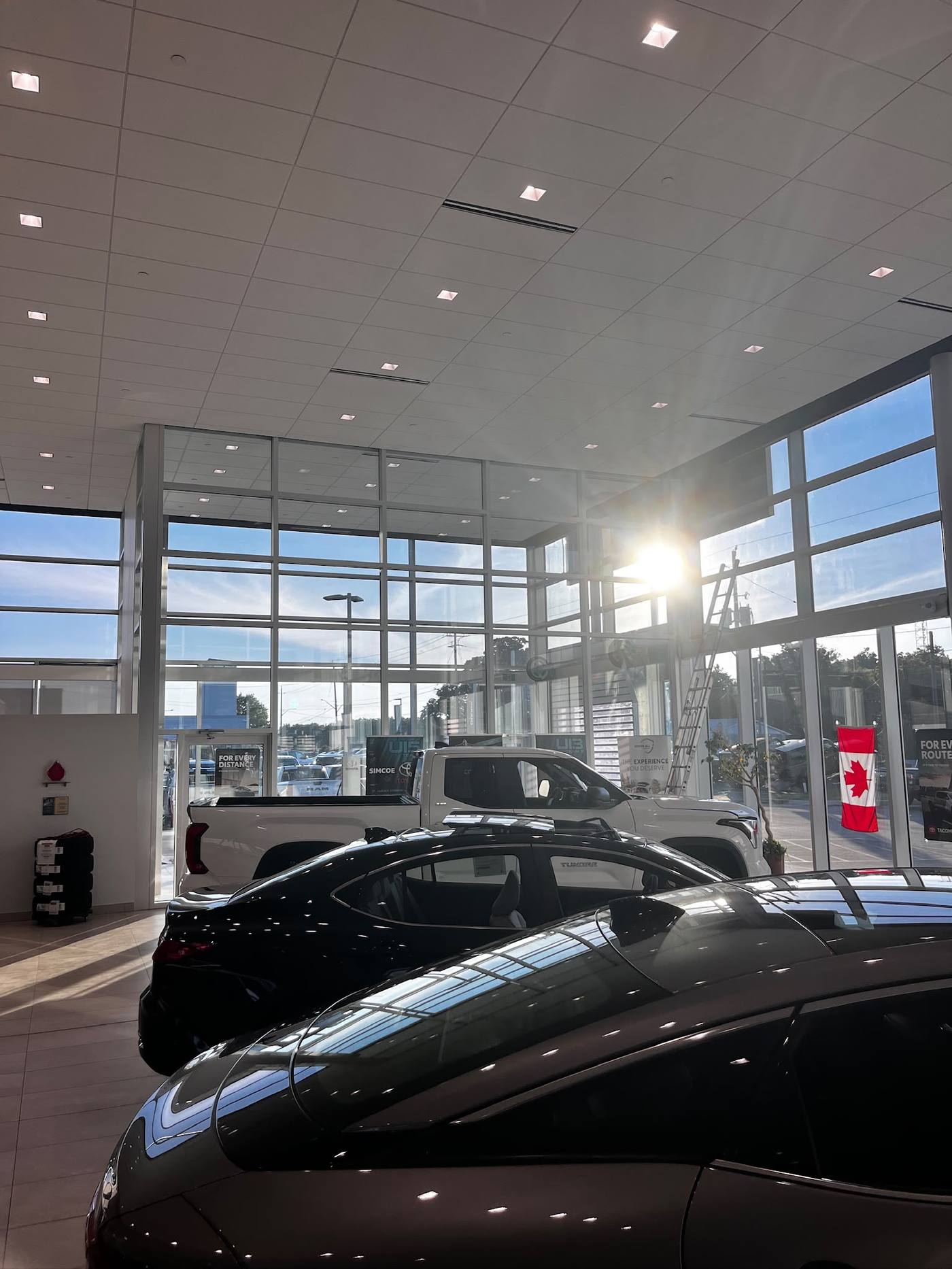 A dealership showroom floor after cleaning
